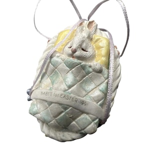 Decorazione natalizia pasquale da collezione Hallmark Keepsake del 1991, prima Pasqua del bambino (Pasqua) - QEO927-1
