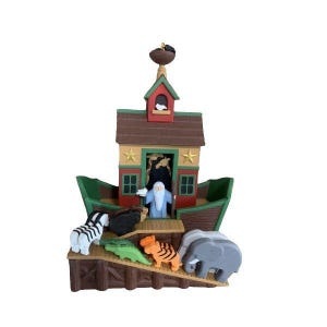 Noah&#39;s Ark (Noah&#39;s Ark) Hallmark Keepsake Christmas Tree Ornament (QXG1465) + 80s 90s One Vintage Ornament NIB New in Box