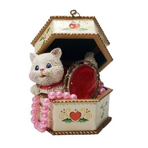 Vintage Pretty Kitty - Fourth in Series (Kitten) van Carlton Cards Hallmark Keepsake kerstboomornament (CXOR-086L) penpunt nieuw in doos