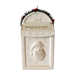 Cartas para Papá Noel (¡Buzón mágico para cartas a Papá Noel!) Adorno de recuerdo de Hallmark (QXG7566) + Adorno vintage One de los años 80 y 90, sin reborde