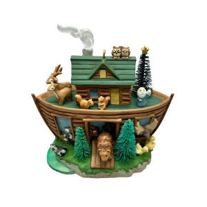 Noah&#39;s Ark Hallmark Keepsake Christmas Tree Ornament (QXG7081 ) + 80s 90s One Vintage Ornament NIB New in Box