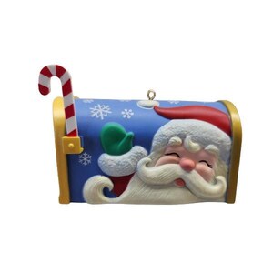 Carta a Papá Noel (¡Envía cartas a Papá Noel!) Adorno navideño de recuerdo de Hallmark (QXG4739) + Adorno vintage de los años 80 y 90, nuevo en caja