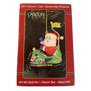 80er 90er Jahre One Vintage Ornament Vintage Ho Ho Halt dich fest! Charta Hallmark Andenken Weihnachtsbaumschmuck (CXOR-201W) NIB