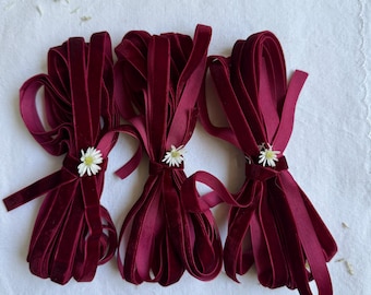 Burgundy Soft Velvet Ribbon Collection 3/8 inch