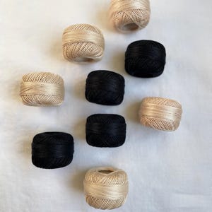Oyster and Black Pearl Cotton Embroidery Thread - 111 yards