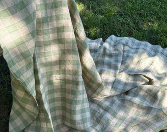 Vintage Style Large French Linen Piece - 170x240cm - Vintage Sage