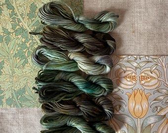 William Morris Inspired Sage Hand Dyed Embroidery Floss Set