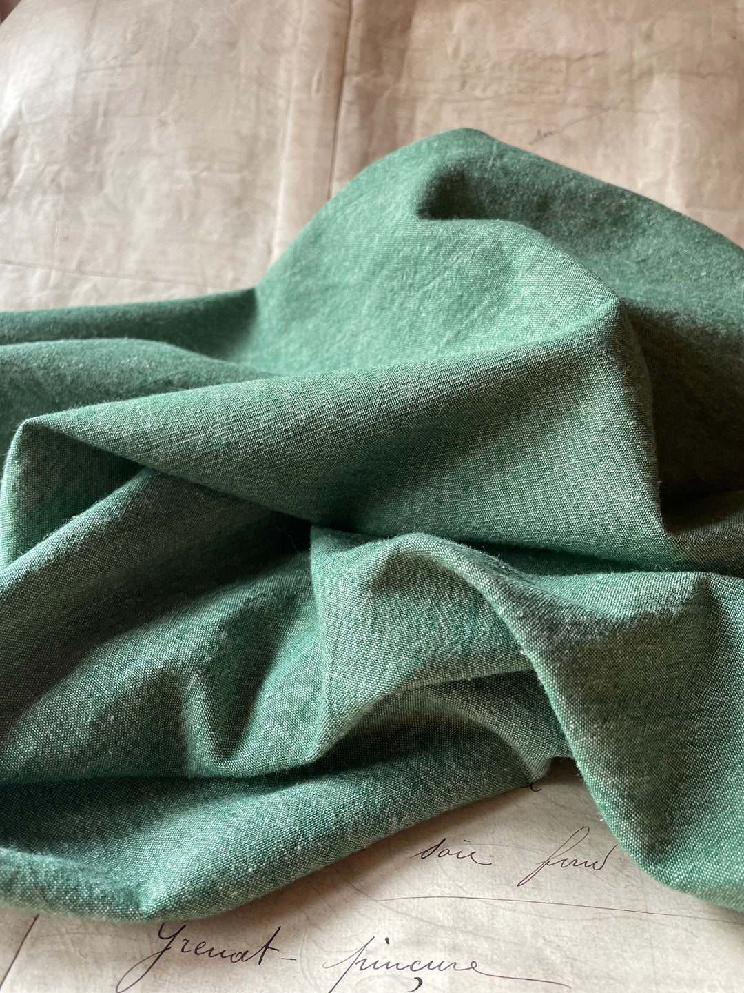 Handwoven Quilting Cotton Green Fields Etsy