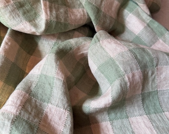 Vintage Style Large Square French Linen Piece - Vintage Sage Green