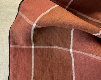 Juego de seis piezas de lino francés de algodón con estampado de cuadros vichy estilo vintage - 17 x 17 pulgadas