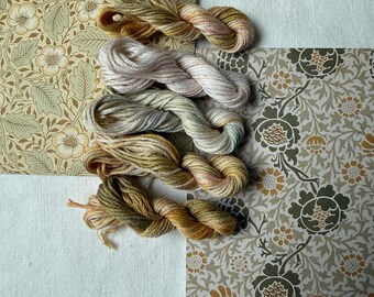 William Morris Inspired Linen Hand Dyed Embroidery Floss Set