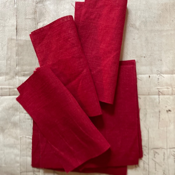 Fabric Book Bundle Red Linen Squares x 4