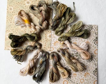 William Morris Inspired Golden Lily Hand Dyed Embroidery Floss Set