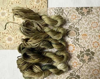 William Morris Inspired Olive Hand Dyed Embroidery Floss Set