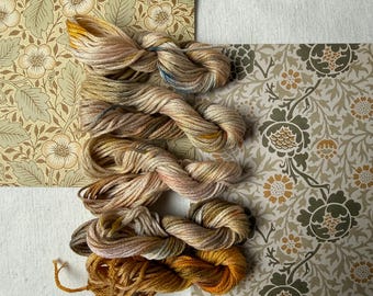 William Morris Inspired Lotus Hand Dyed Embroidery Floss Set