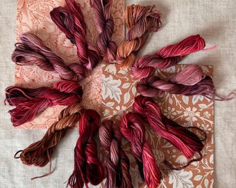 William Morris Inspired Amaranthine Hand Dyed Embroidery Floss Set