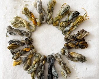Vintage Gold and Silver Hand Dyed Embroidery Floss Set
