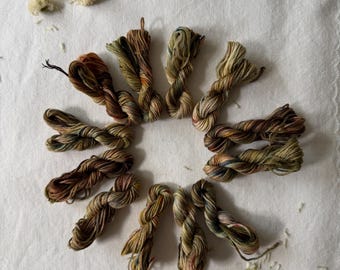 Olive & Bronze Hand Dyed Matte Embroidery Floss Set