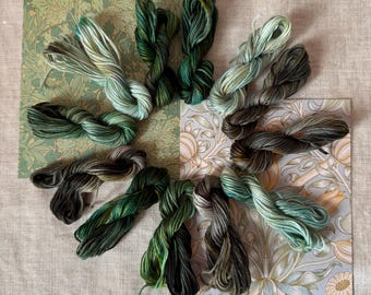 William Morris Inspired Woodland Hand Dyed Embroidery Floss Set
