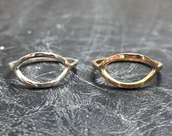 Wide Oval Modern Minimalist Ring / Silver / Brass