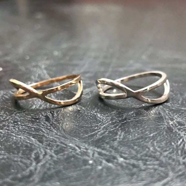 Half Infinity Modern Minimalist Ring / Silver / Brass