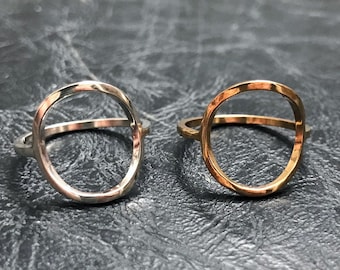 Large Circle Modern Minimalist Ring / Silver / Brass