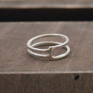 Split Bars Modern Minimalist Silver Ring