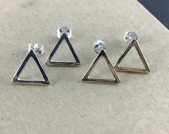 Triangle Stud Earrings / Sterling Silver / Brass