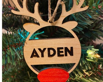 Reindeer Christmas Ornament - Child Christmas Ornament - Personalized Child ornament