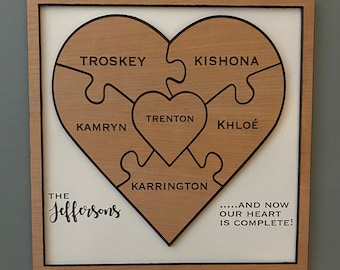 Personalized 'Our Family is Complete' Keepsake Puzzle Sign - Custom Made Sign - Family Puzzle