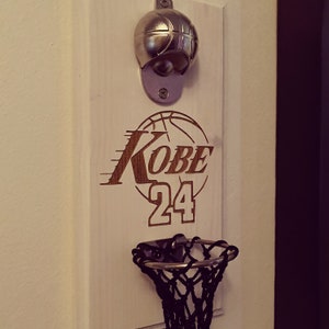 Custom Engraved Basketball Bottle Opener | Personalized Wall Mounted Bottle Opener | Personalized Basketball bottle opener with net catcher