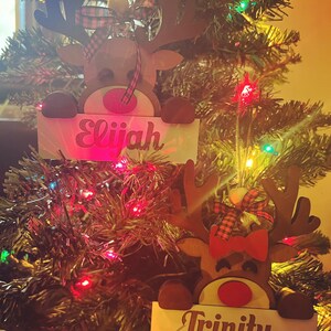 Personalized Reindeer Ornament - Wooden Ornament - Custom made - Double layered