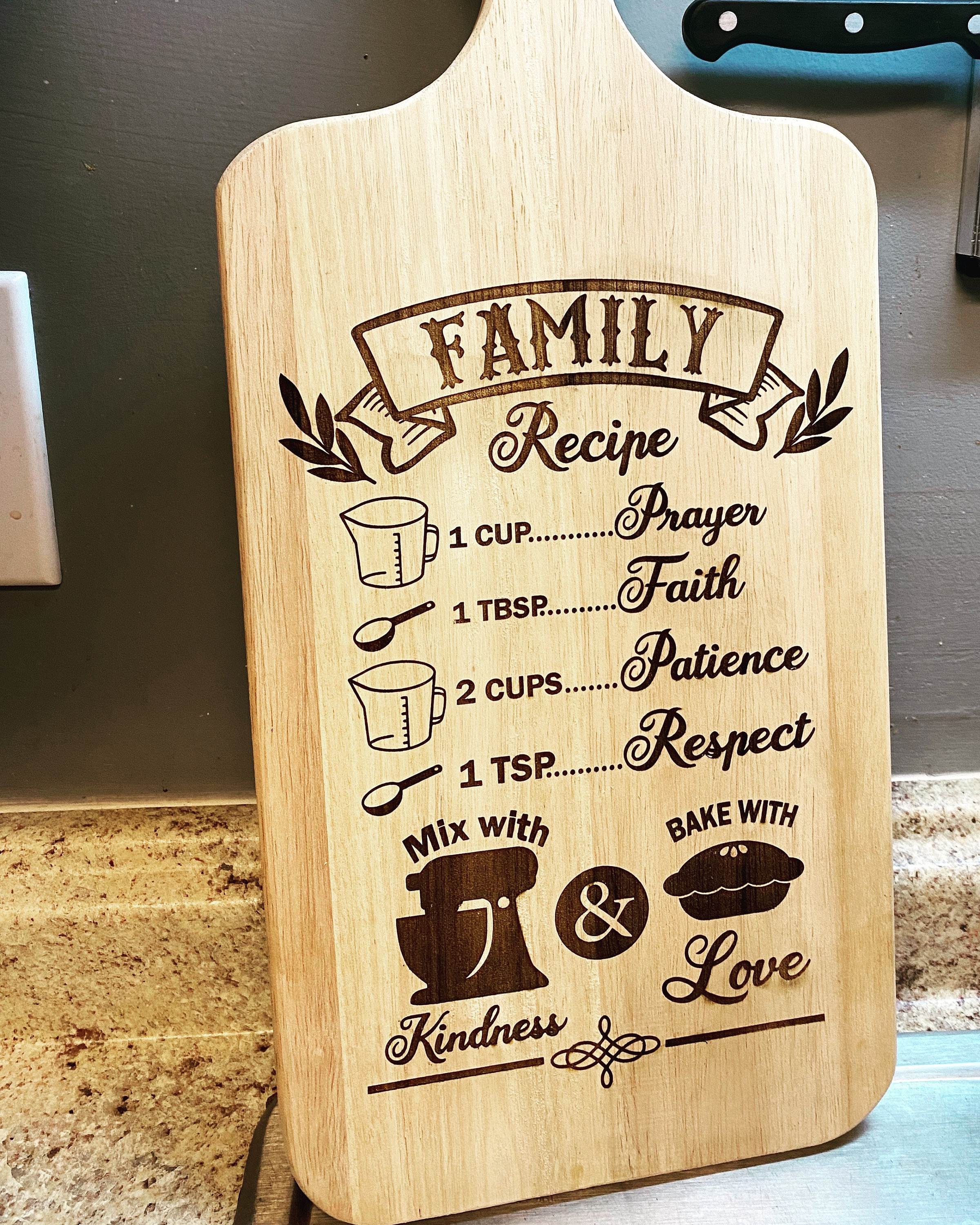 Engraved Family Recipe Charcuterie Board w/handle Etsy