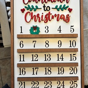 Christmas Countdown Calendar Sign Personalized Advent Calendar Xmas Wall Decor Countdown til Christmas image 8