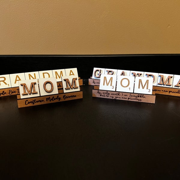 Personalized Scrabble Tile Holder Sign | Scrabble Desk Sign | Custom Made