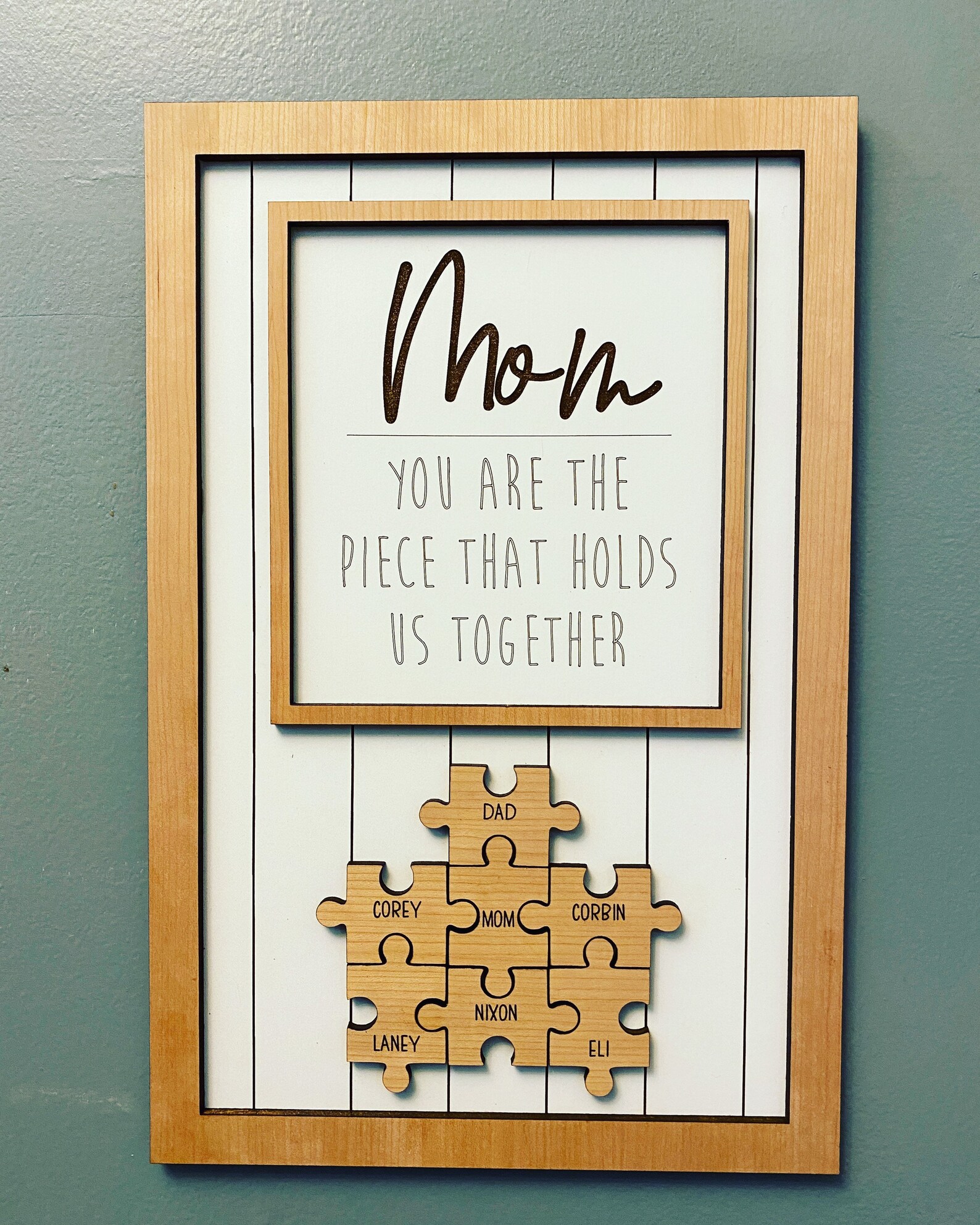 Puzzle Mom Sign, Mothers Day Decor, Grandma Gift, Mom Custom Sign