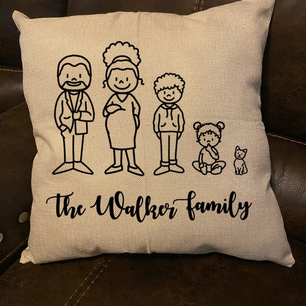 Personalized Family Name Pillow | Stick Family Theme | Custom Made | 17x17 | Rustic Farmhouse | Linen Pillow