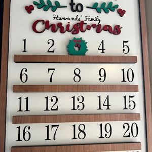 Christmas Countdown Calendar Sign Personalized Advent Calendar Xmas Wall Decor Countdown til Christmas image 4