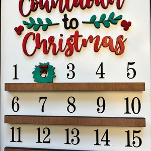 Christmas Countdown Calendar Sign Personalized Advent Calendar Xmas Wall Decor Countdown til Christmas image 7