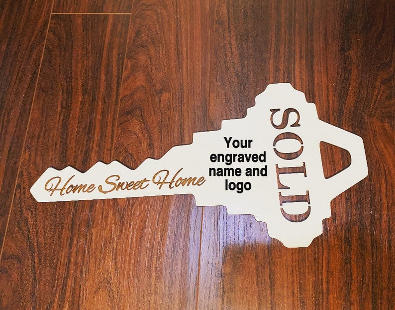Sold Name Personalized Realtor SOLD Key Sign: Engraved Home Sweet Home Wood ...