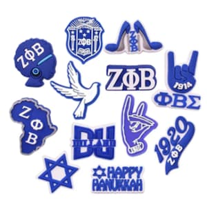 Zeta Blue and white croc charms