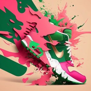 Pink and green Sneakerhead 4 PNG files