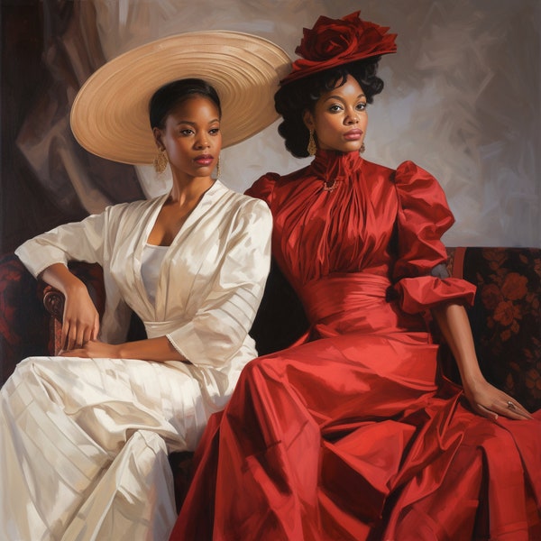 Elegant Crimson and Cream Lady Portrait Art Print