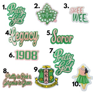 Pink and Green Inspired Chenille Iron-On Patch - Sorority Gear - Buy Single or Bundle and Save