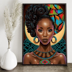 Beautiful Afro Black Girl, Colorful Design, Melanin, Black Woman PNG, Afro Fashion girl, African American, Sublimation AI Digital Download