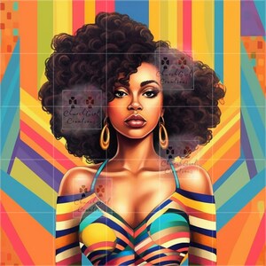 Afro Black Woman PNG: Colorful Melanin Fashion Clipart (Digital Download)