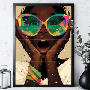 Colorful Black Girl Art, Black Girl png, Afro Woman png, Colorful Design, Black Woman PNG, African American, Sublimation AI Digital Download
