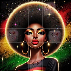 Black Woman png, Juneteenth png, Black Girl png, colorful png, Melanin png, Black Woman AI Art, Black Queen png, Afro Lady Art, African png
