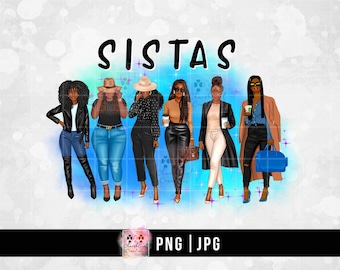 Sistas png, Black Woman png, Bright Colorful png, Sublimation, Black lady png, Best Friends png, Digital Download