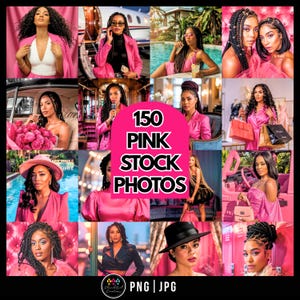 150 Stock Photos, AI Stock Photos, Pink girl photos, Elegant Women photos, African American photos, Afro girls Photos, Melanin Stock Photos